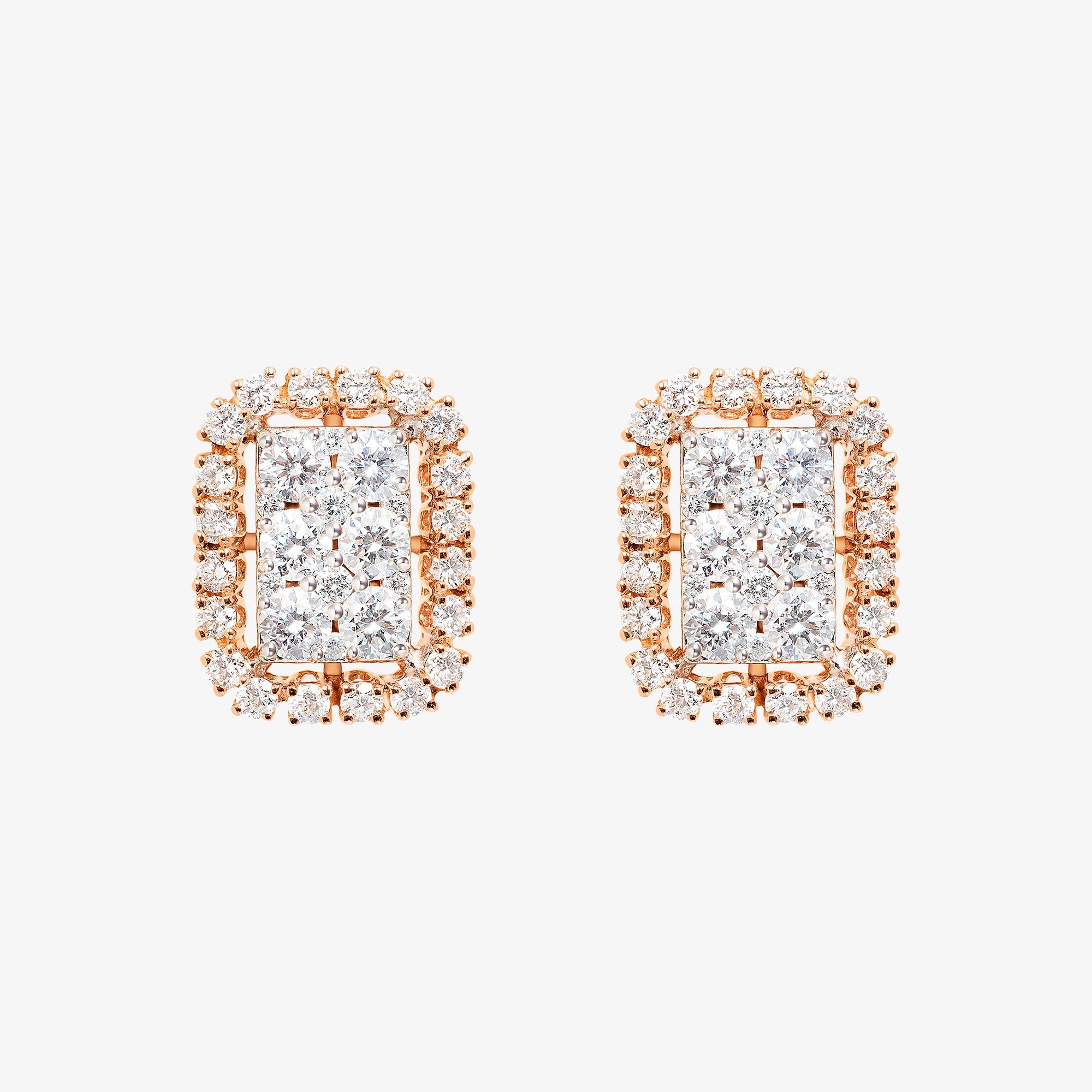Barq Octagon Rose White Gold Diamond Earring