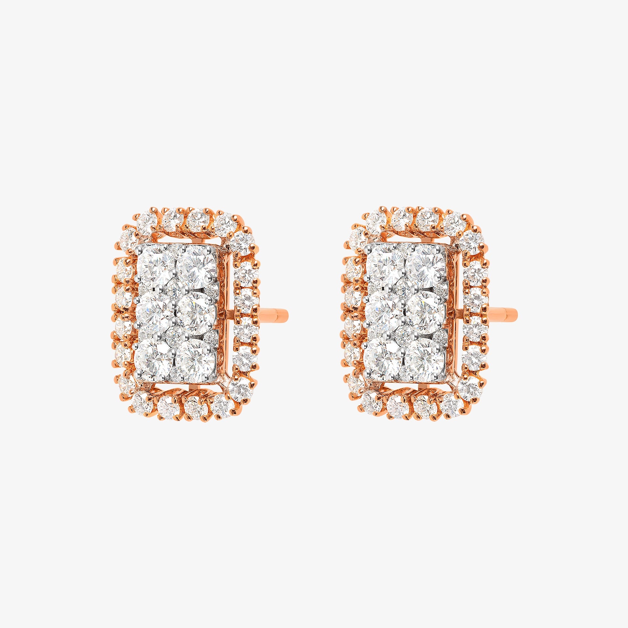 Barq Octagon Rose White Gold Diamond Earring