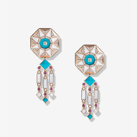 Sarh Kayan Turquoise & Mother of Pearl Earrings - EARRING WOMAN by Samra Jewellery