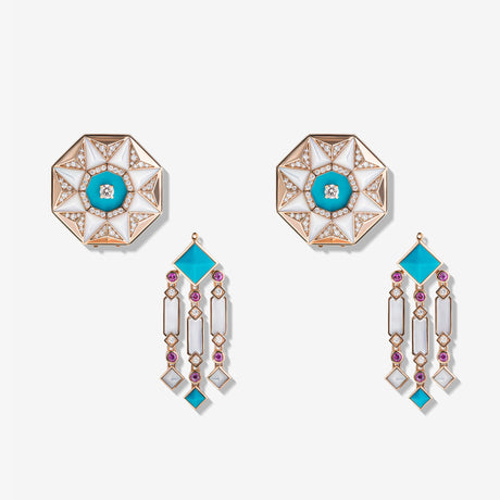 Sarh Kayan Turquoise & Mother of Pearl Earrings - EARRING WOMAN by Samra Jewellery