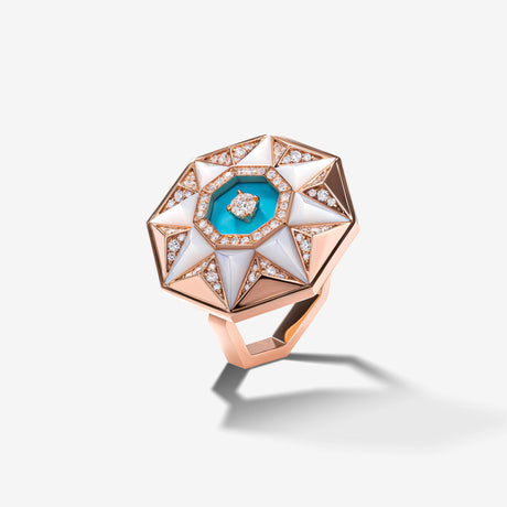 Sarh Kayan Turquoise & Mother of Pearl Ring - RING WOMAN by Samra Jewellery