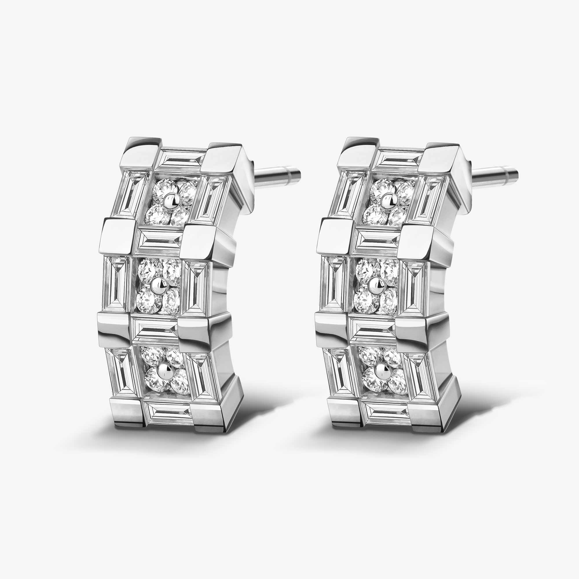 Splendore White Gold Diamond Huggie Hoop Earring - EARRING WOMAN by Samra Jewellery