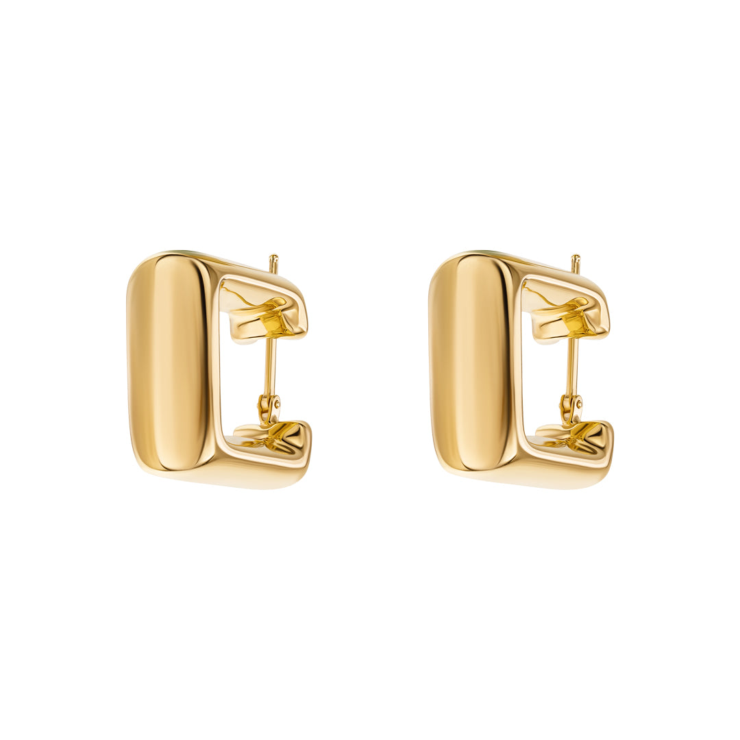 Thahab Yellow Gold Bold Square Hoop Earring - Samra Jewellery - Diamond Jewellery - THAHAB
