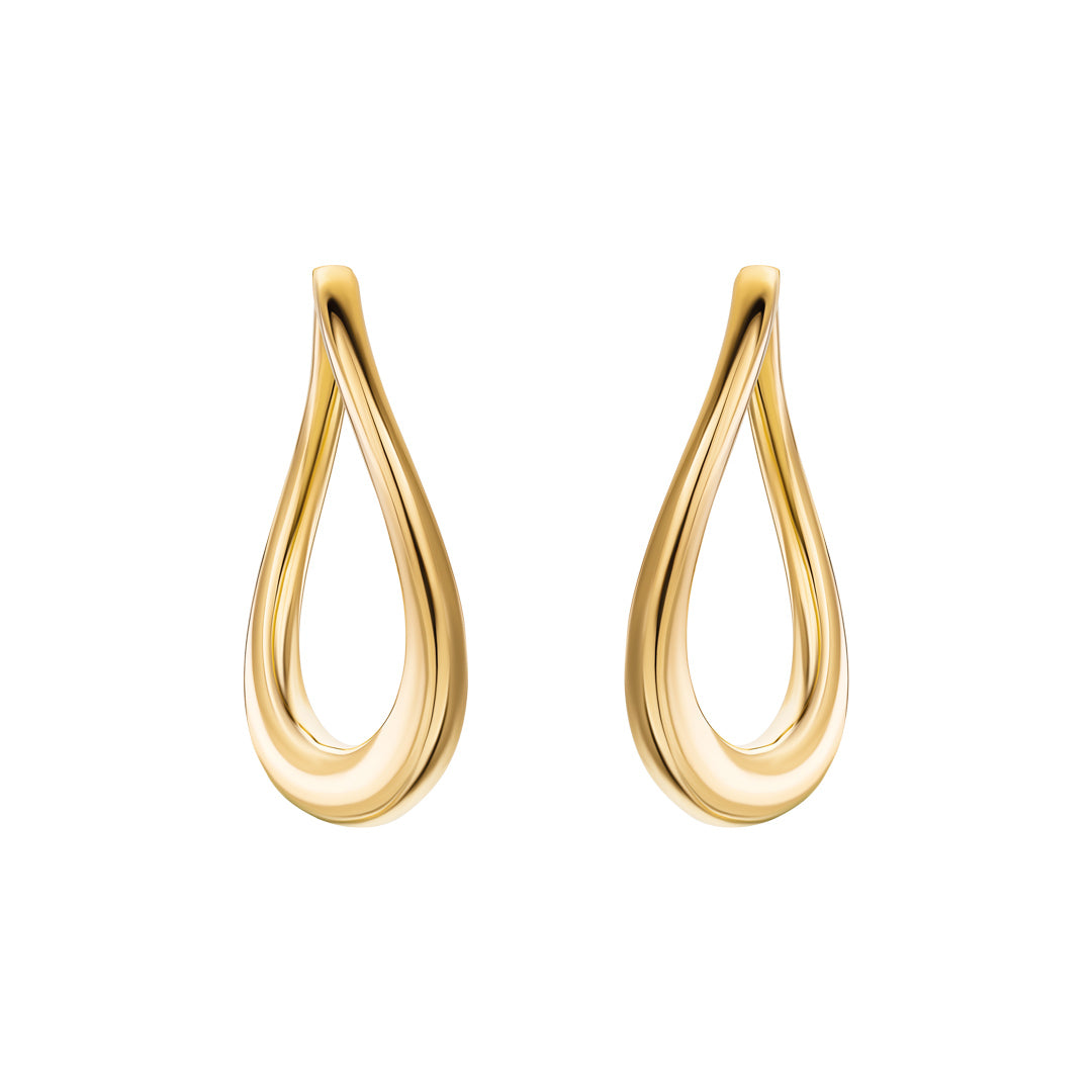Thahab Yellow Gold Large Wave Hoop Earring - Samra Jewellery - Diamond Jewellery - THAHAB