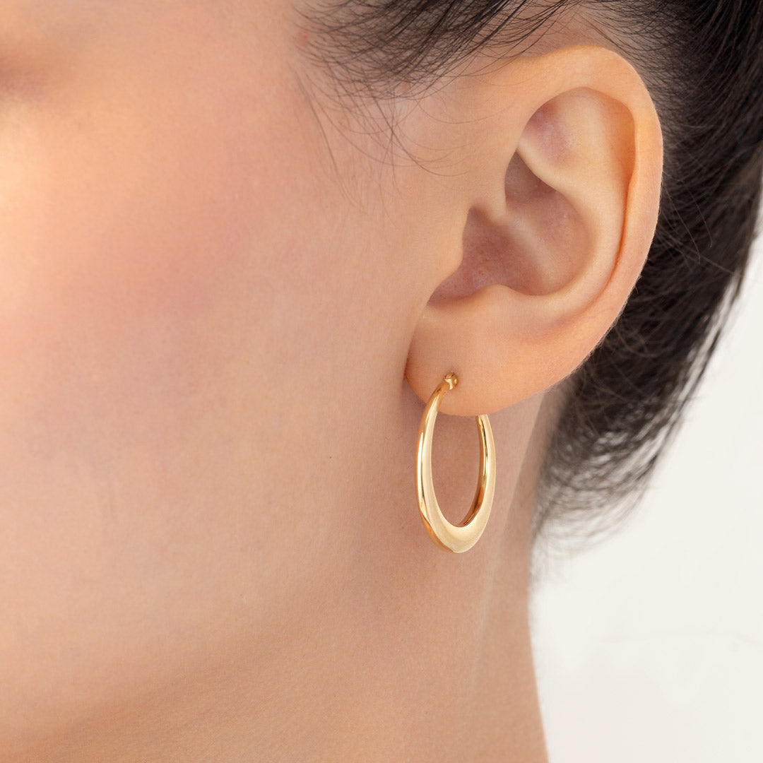 Thahab Yellow Gold Medium Hoop Earring - Samra Jewellery - Diamond Jewellery - THAHAB