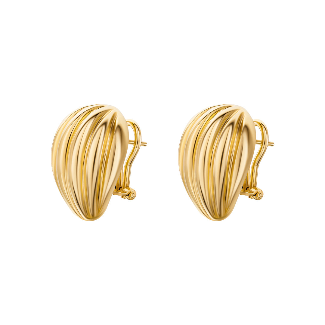 Thahab Yellow Gold Shell Earring - Samra Jewellery - Diamond Jewellery - THAHAB