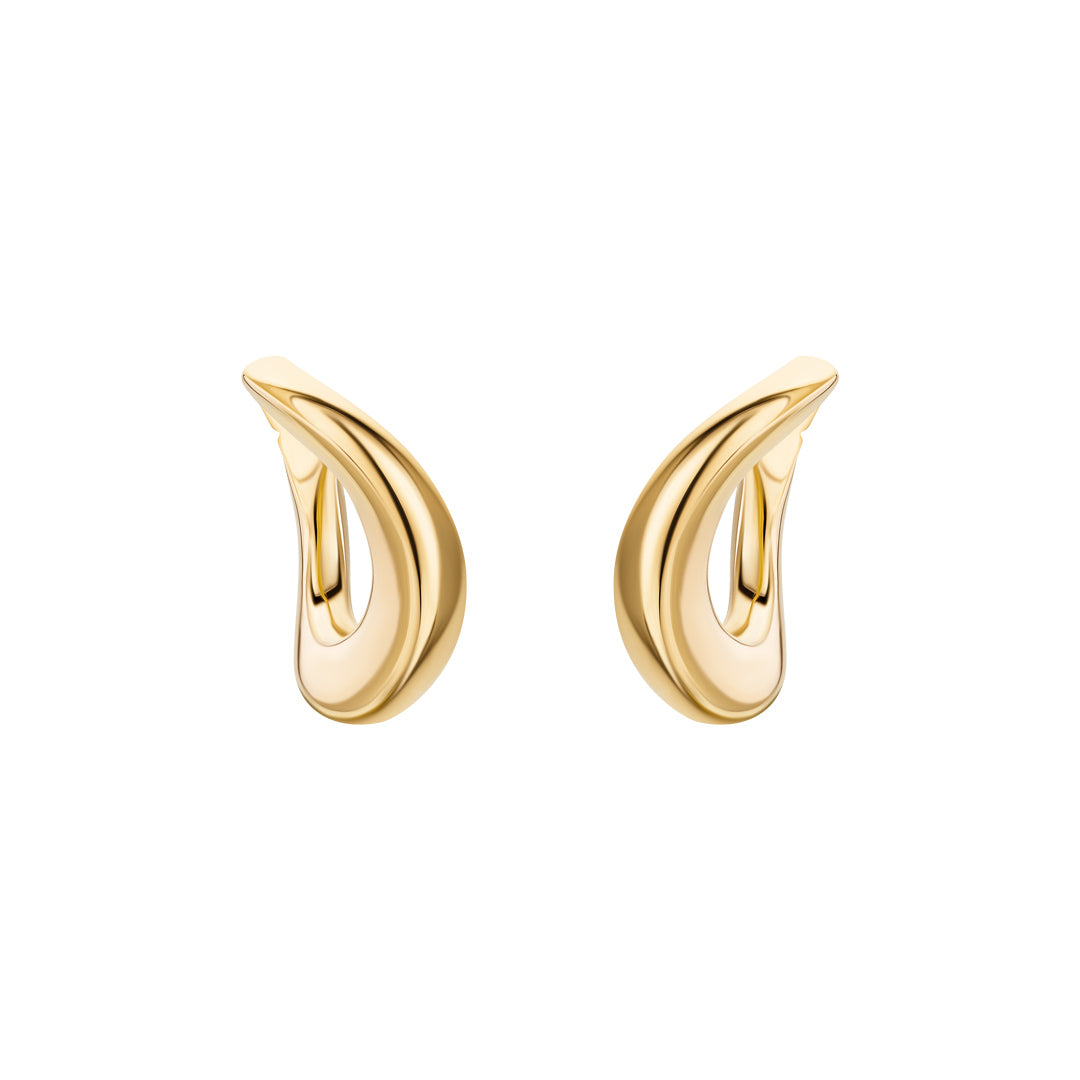 Thahab Yellow Gold Small Wave Hoop Earring - Samra Jewellery - Diamond Jewellery - THAHAB