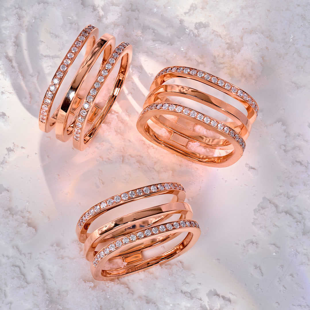 Wid Rose Gold Diamond Triple Ring