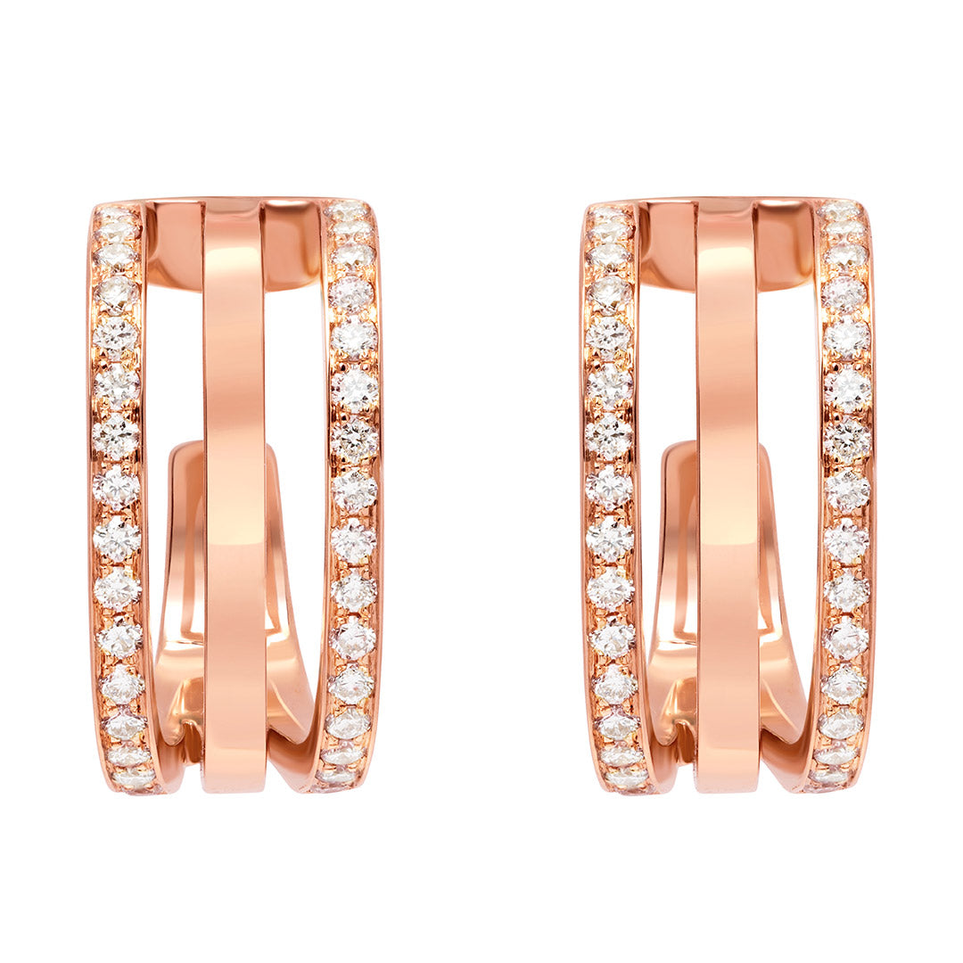 Wid Rose Gold Diamond Triple Earrings - Samra Jewellery - Diamond Jewellery - WID