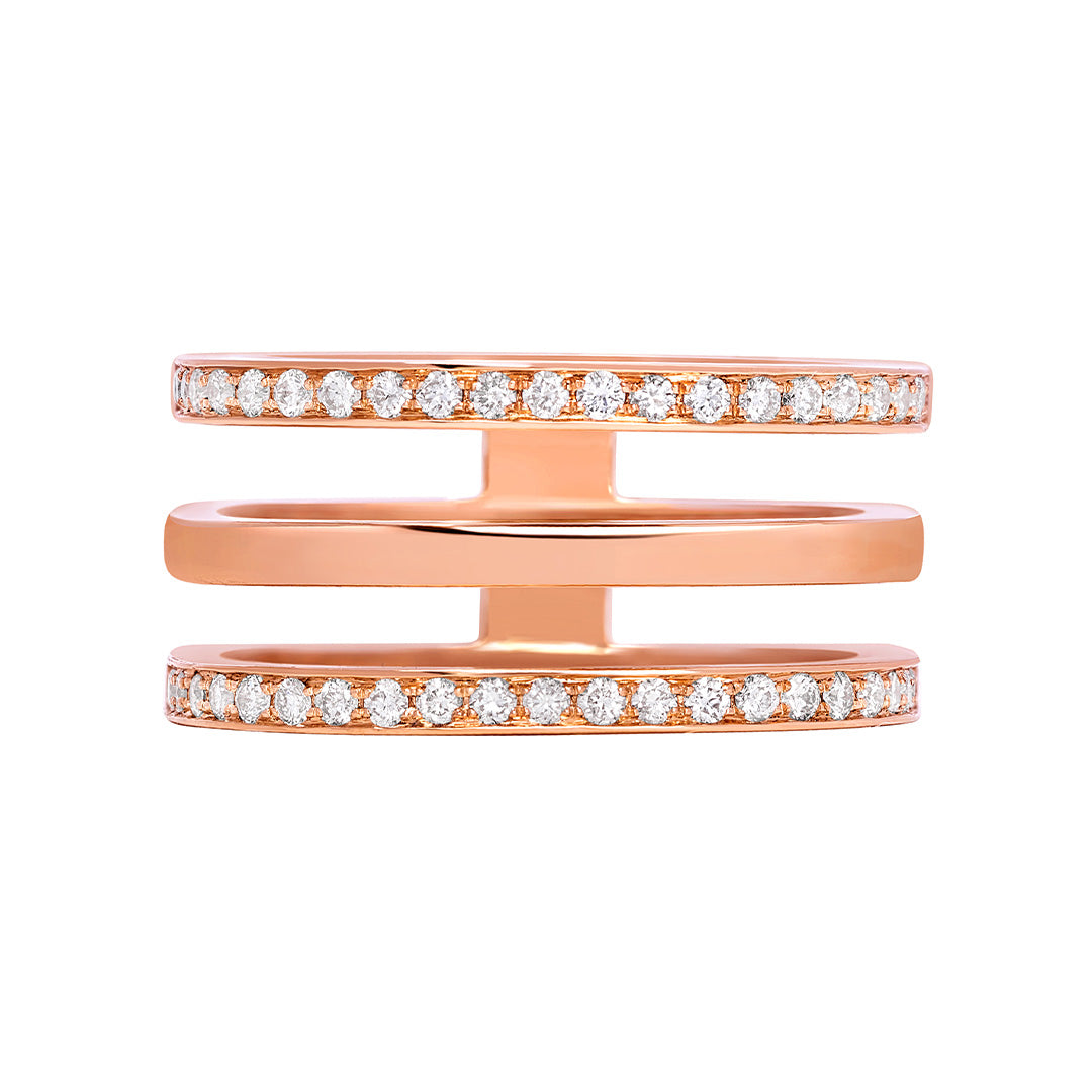 Wid Rose Gold Diamond Triple Ring - Samra Jewellery - Diamond Jewellery - WID