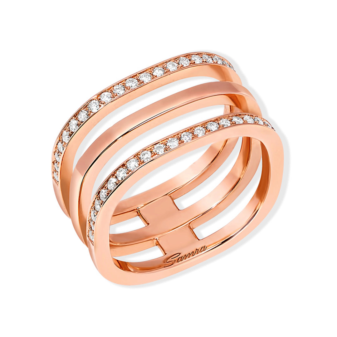 Wid Rose Gold Diamond Triple Ring - Samra Jewellery - Diamond Jewellery - WID