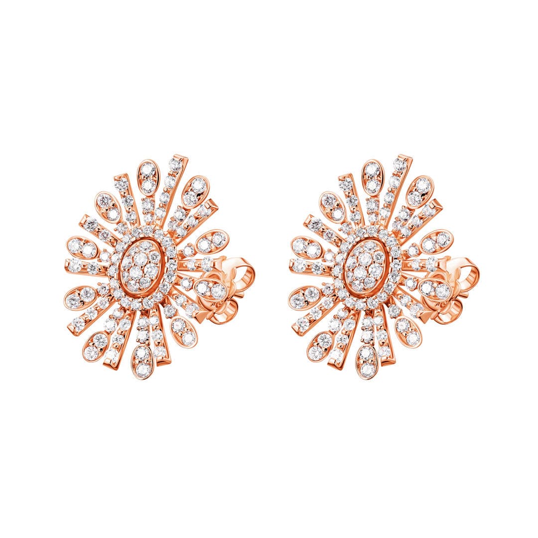 Barq Oval Rose Gold Diamond Earring - Samra Jewellery - Diamond Jewellery - BARQ