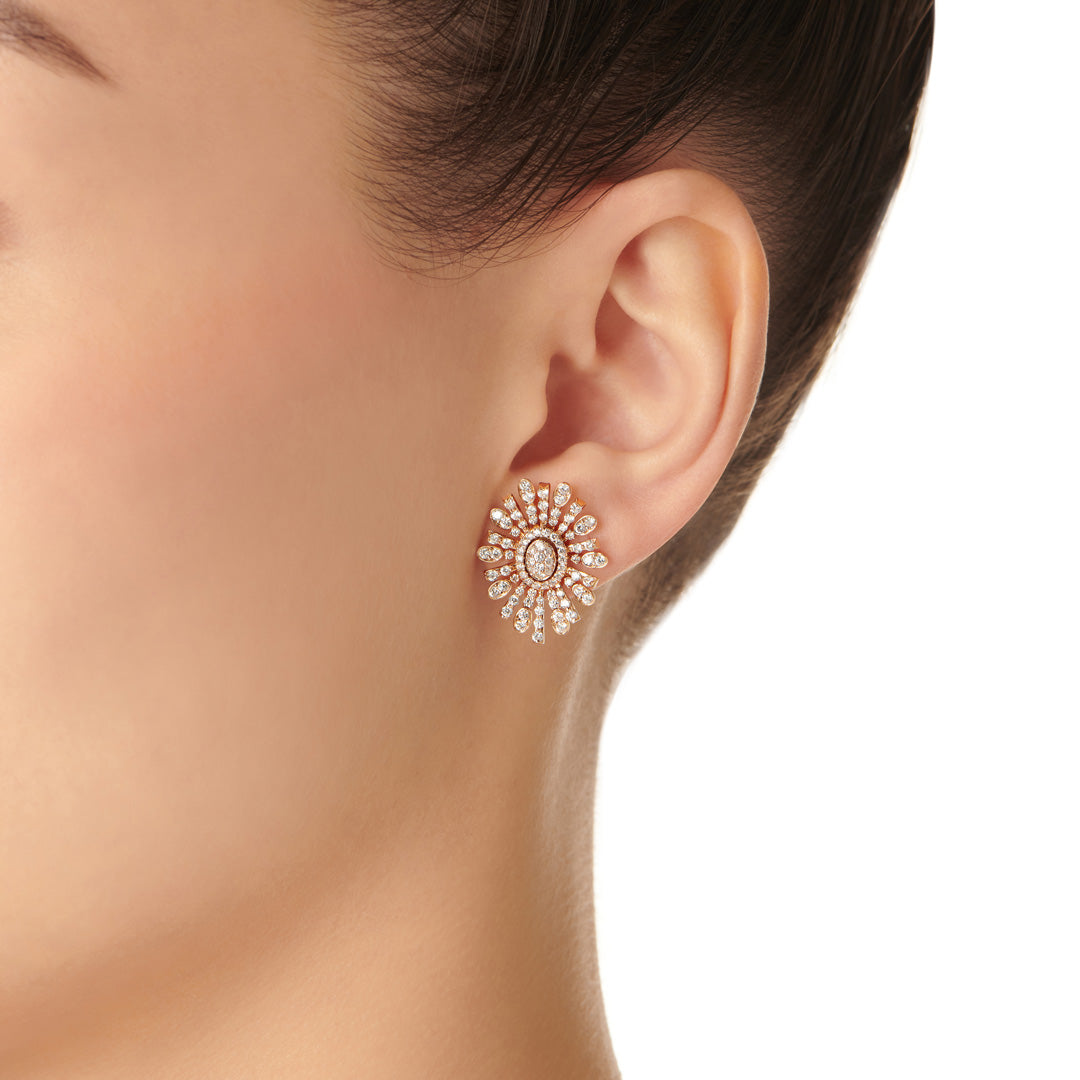 Barq Oval Rose Gold Diamond Earring - Samra Jewellery - Diamond Jewellery - BARQ