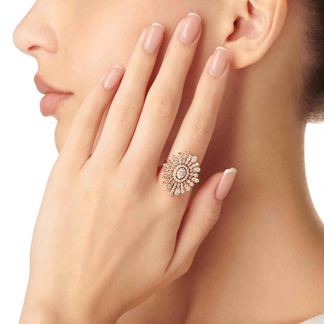 Barq Oval Rose Gold Diamond Ring - Samra Jewellery - Diamond Jewellery - BARQ