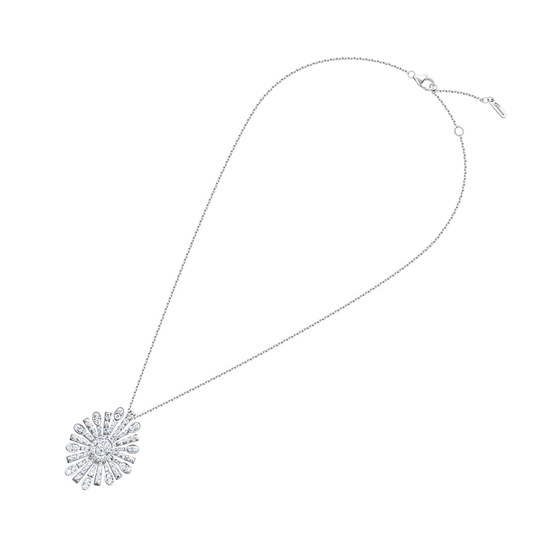 Barq Oval White Gold Diamond Brooch Necklace - Samra Jewellery - Diamond Jewellery - BARQ