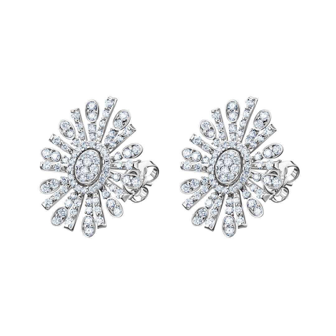 Barq Oval White Gold Diamond Earring - Samra Jewellery - Diamond Jewellery - BARQ