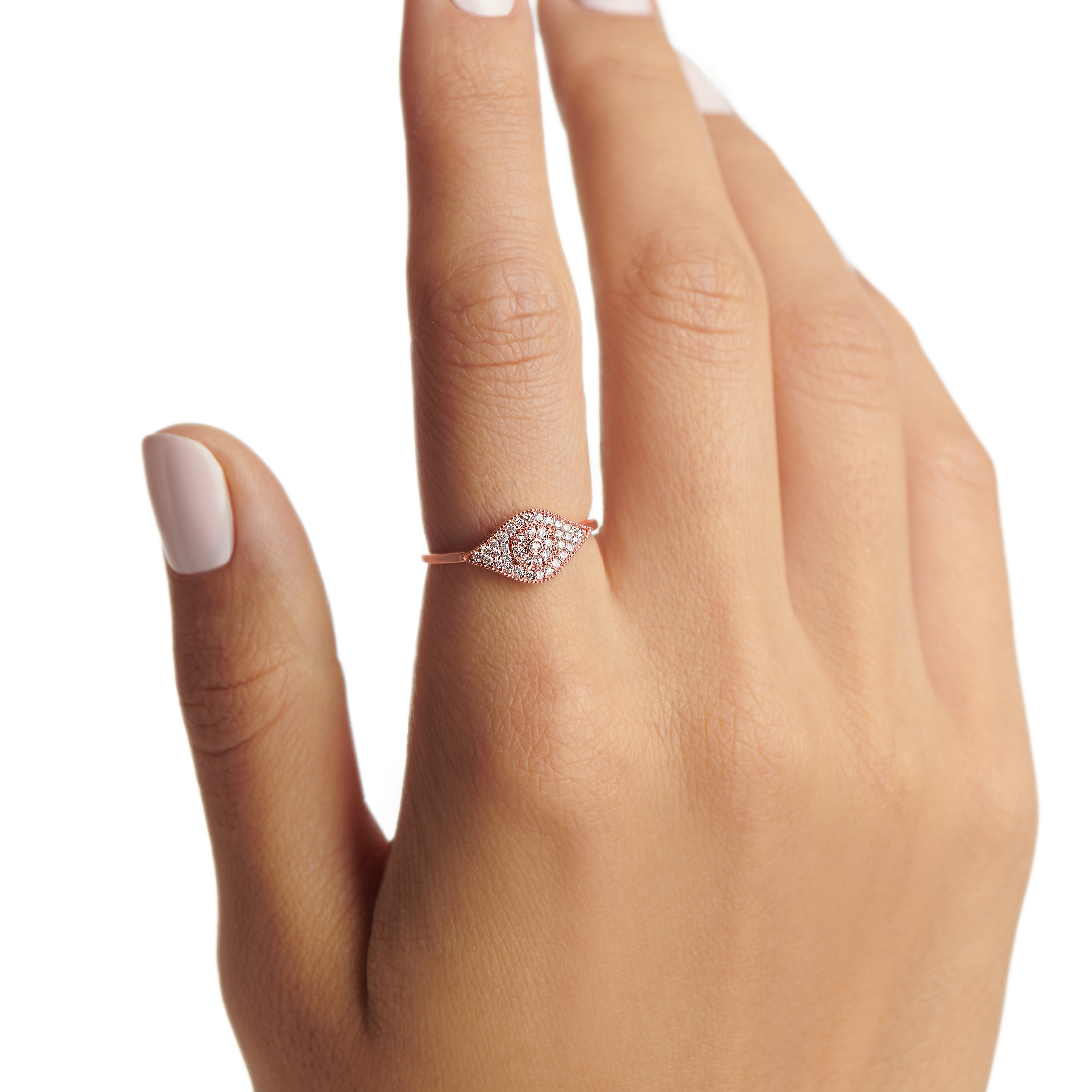 Barq Rose Gold Diamond Eye Ring - Samra Jewellery - Diamond Jewellery - BARQ
