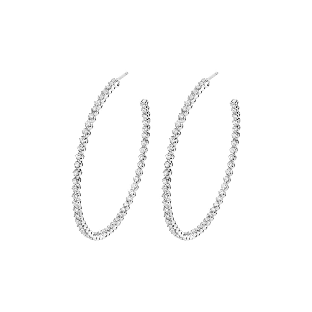 Barq White Gold Brilliant Diamond Large Hoop Earring - Samra Jewellery - Diamond Jewellery - BARQ