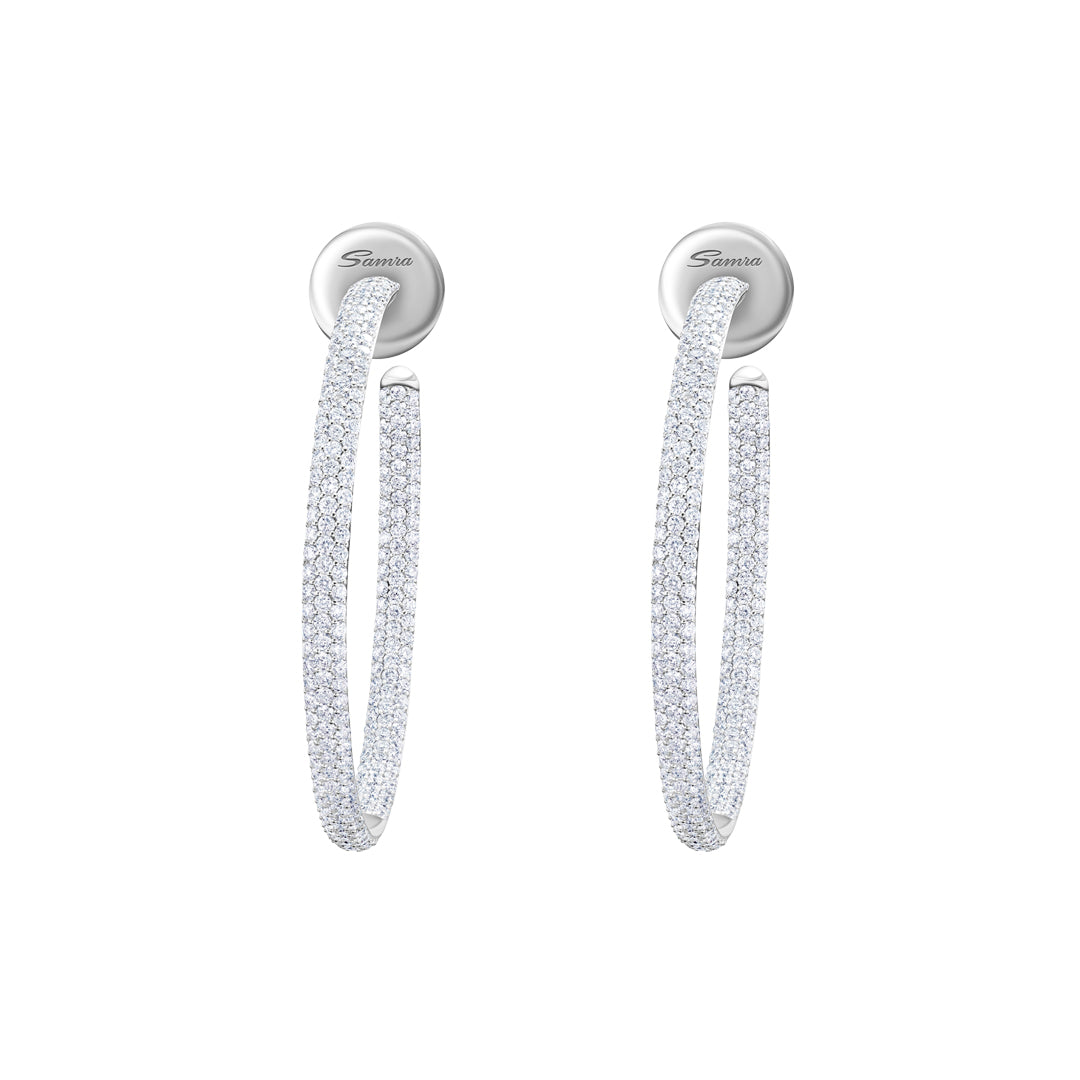 Barq White Gold Diamond Large Hoop Earring - Samra Jewellery - Diamond Jewellery - BARQ