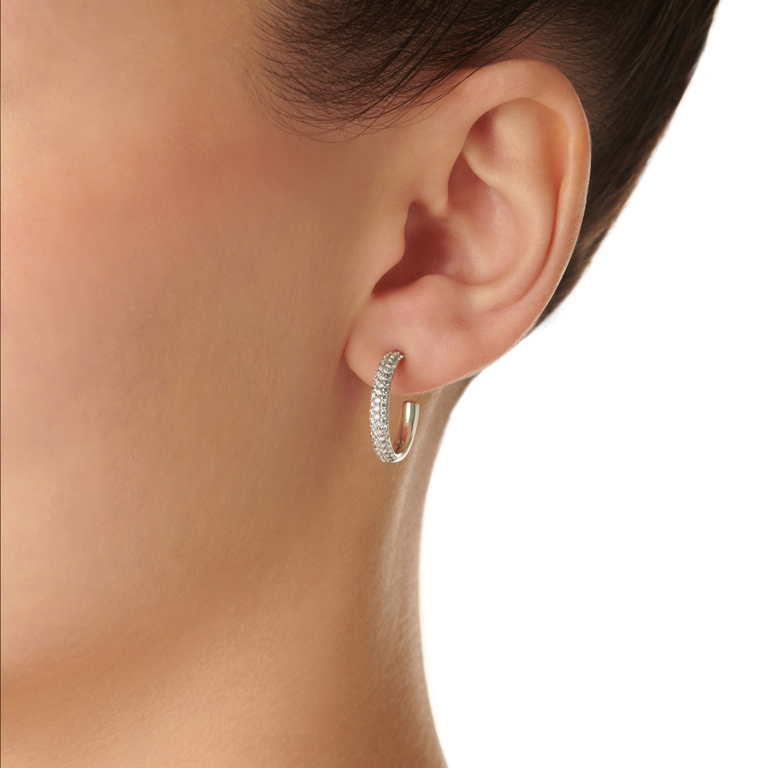 Barq White Gold Diamond Small Hoop Earring - Samra Jewellery - Diamond Jewellery - BARQ