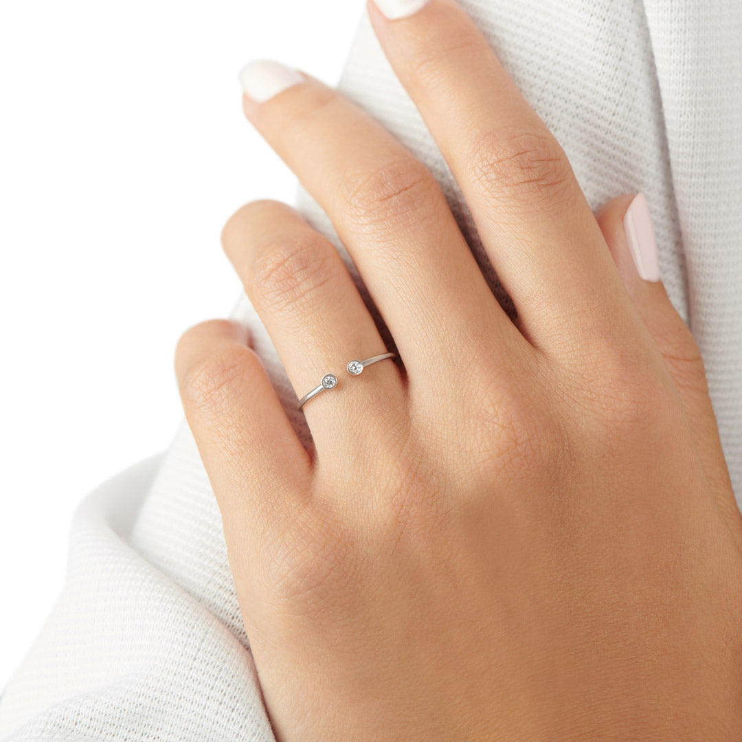 Barq White Gold Diamond Small Ring - Samra Jewellery - Diamond Jewellery - BARQ