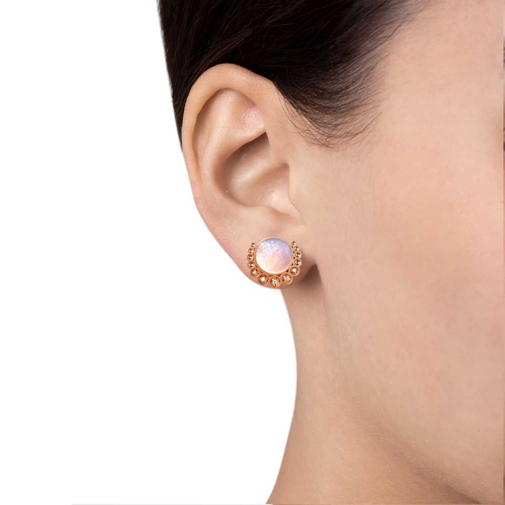 Bint Al Matar Rose Gold Mother Of Pearl Earrings - Samra Jewellery - Diamond Jewellery - BINT AL MATAR