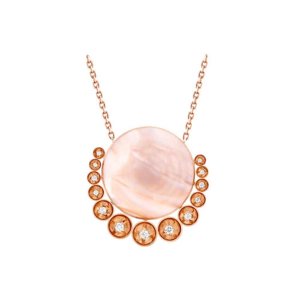 Bint Al Matar  Rose Gold Mother Of Pearl Medium Necklace - Samra Jewellery - Diamond Jewellery - BINT AL MATAR