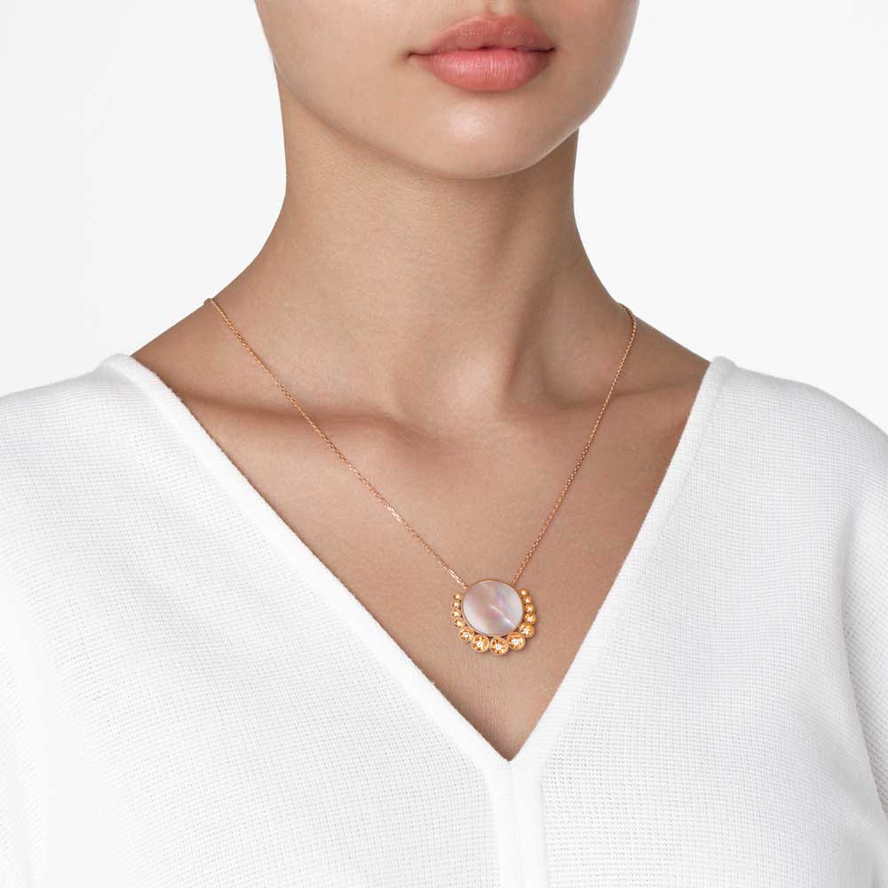 Bint Al Matar  Rose Gold Mother Of Pearl Medium Necklace - Samra Jewellery - Diamond Jewellery - BINT AL MATAR