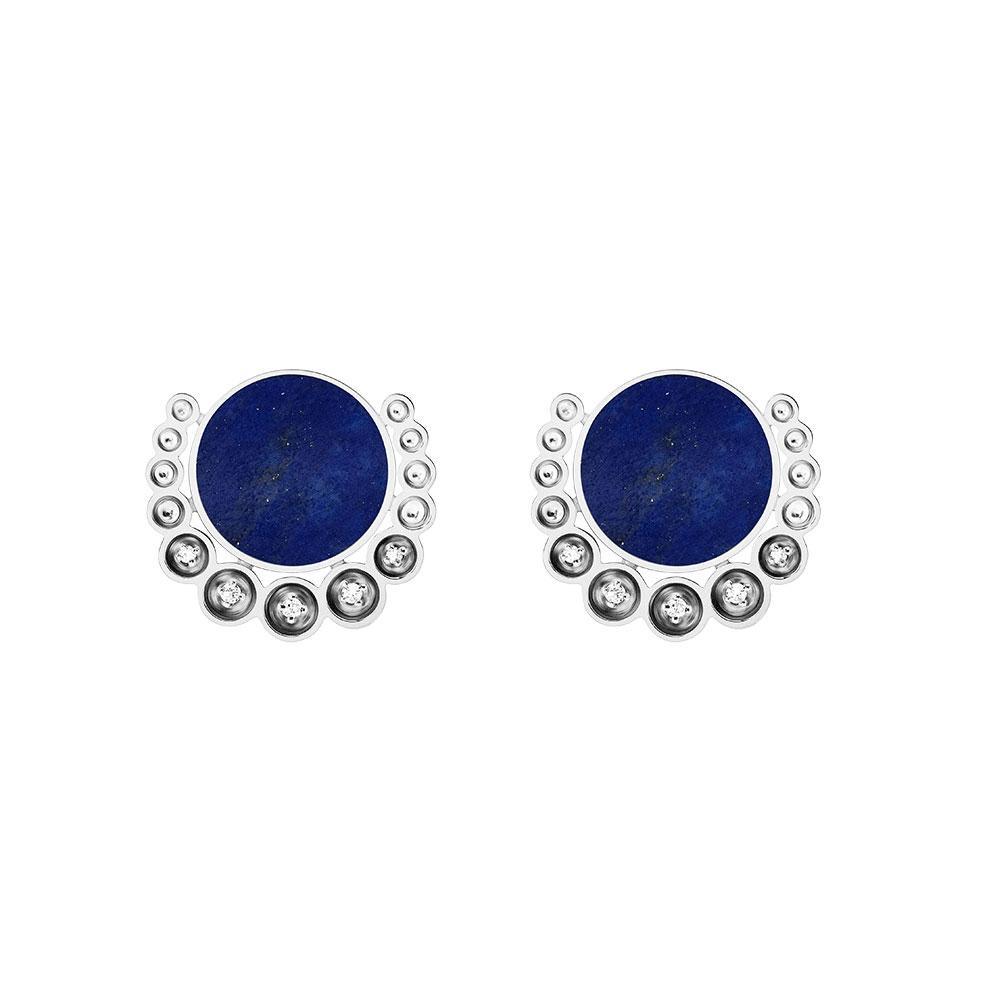 Bint Al Matar White Gold Lapis Lazuli Earrings - Samra Jewellery - Diamond Jewellery - BINT AL MATAR