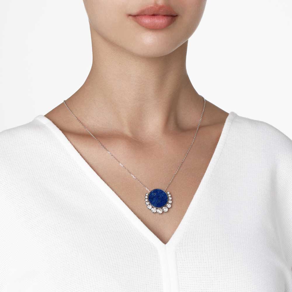 Bint Al Matar White Gold Lapis Lazuli Medium Necklace - Samra Jewellery - Diamond Jewellery - BINT AL MATAR