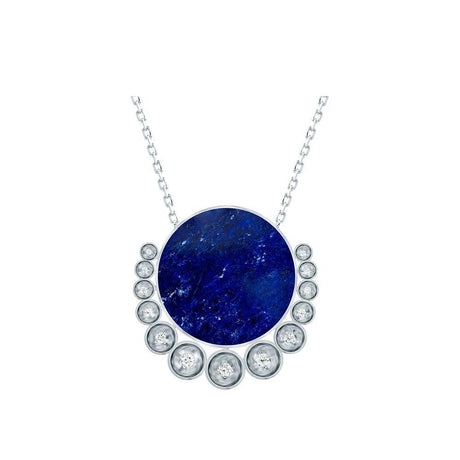 Bint Al Matar White Gold Lapis Lazuli Medium Necklace - Samra Jewellery - Diamond Jewellery - BINT AL MATAR