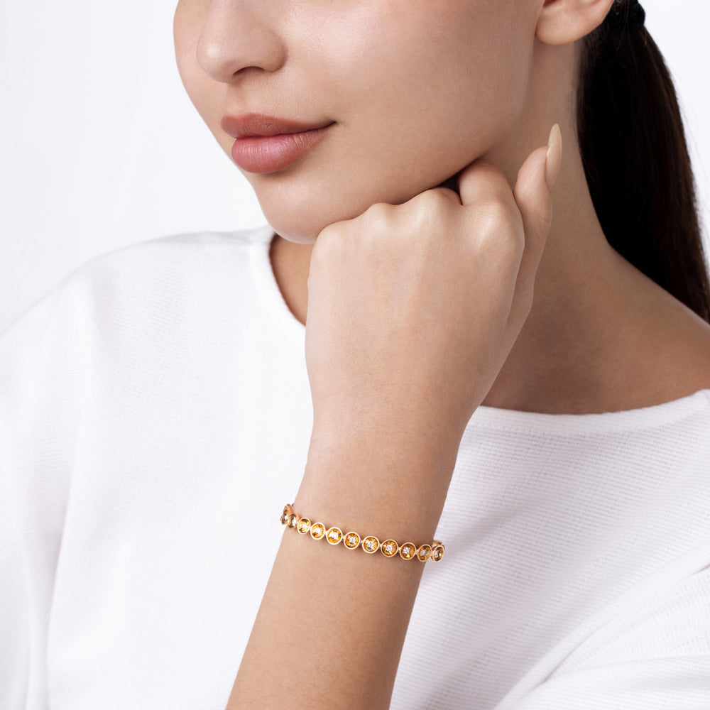 Bint Al Matar Yellow Gold Bangle with Diamonds - Samra Jewellery - Diamond Jewellery - BINT AL MATAR