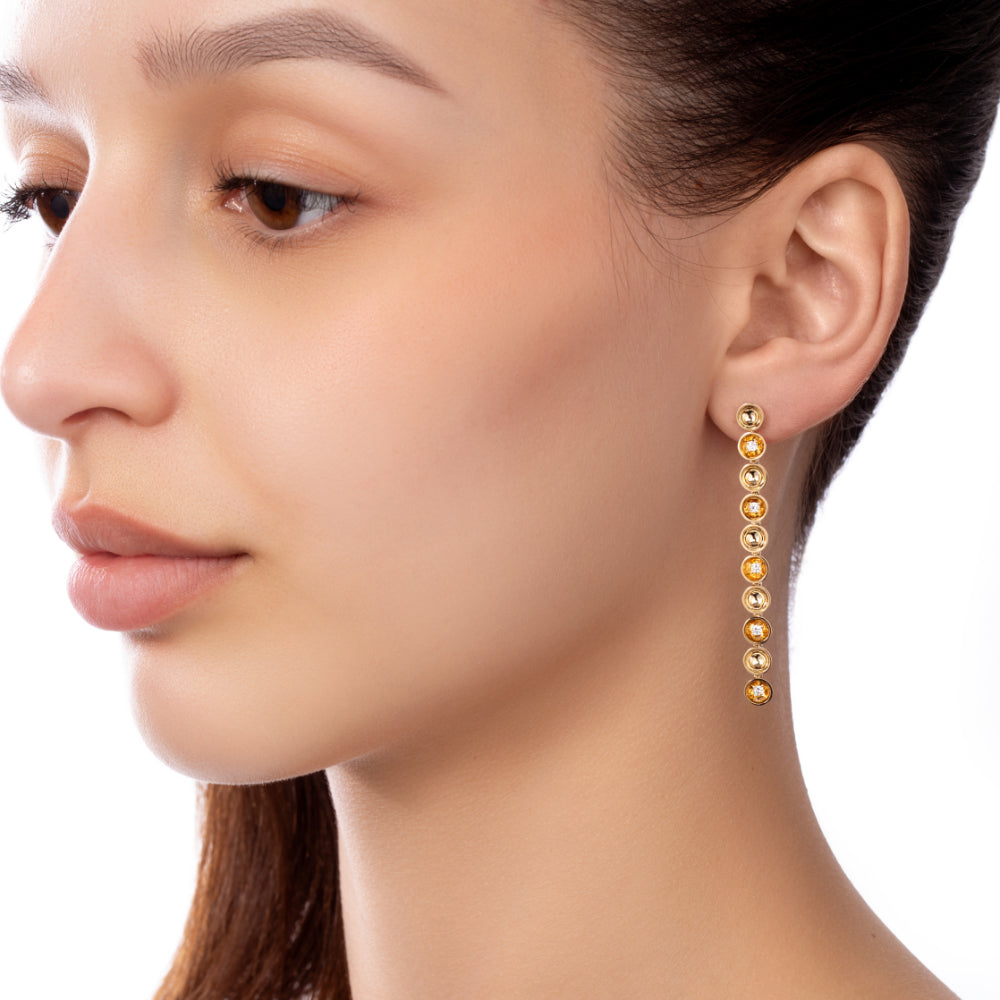 Bint Al Matar Yellow Gold Dangling Earring - Samra Jewellery - Diamond Jewellery - BINT AL MATAR