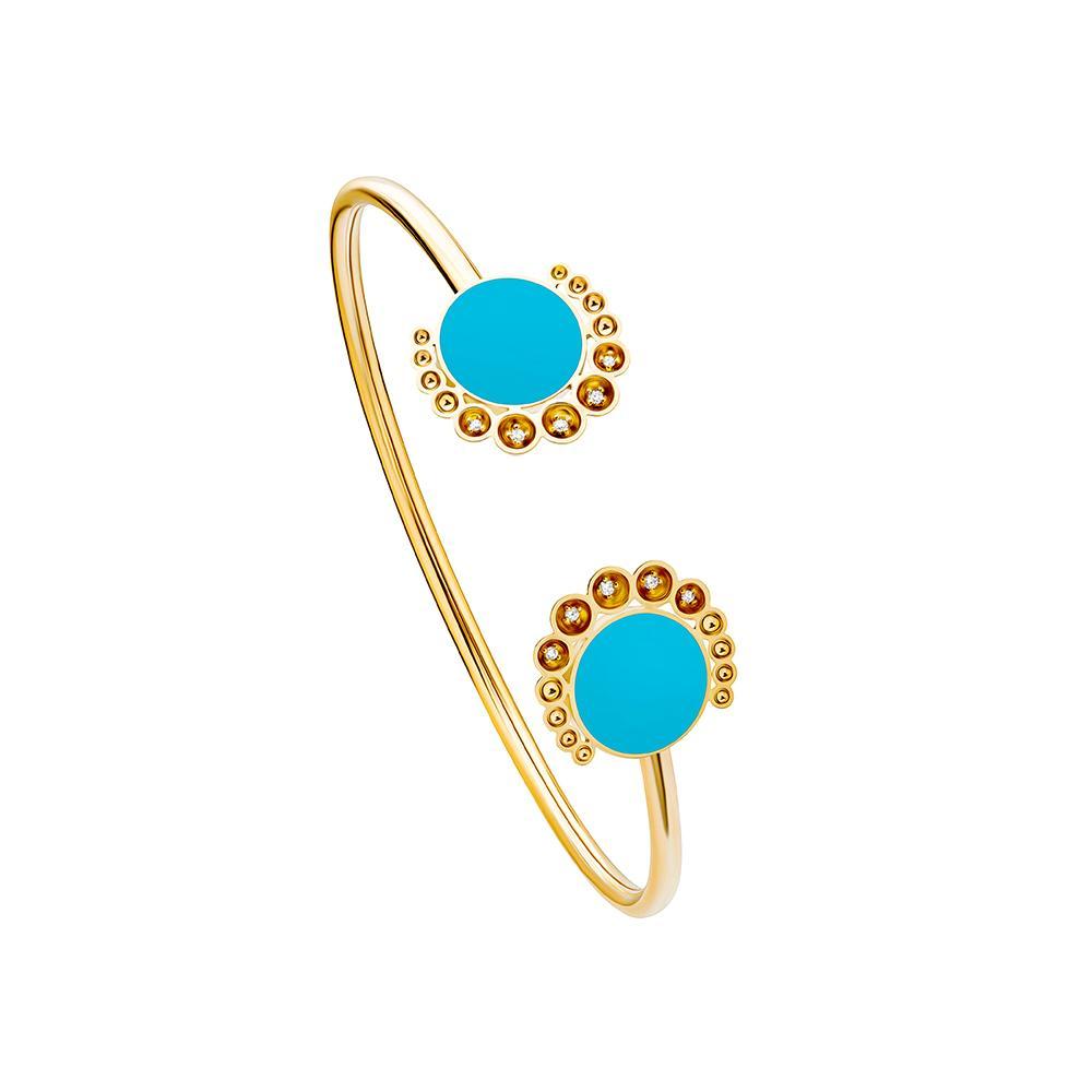 Bint Al Matar Yellow Gold Turquoise Bangle - Samra Jewellery - Diamond Jewellery - BINT AL MATAR