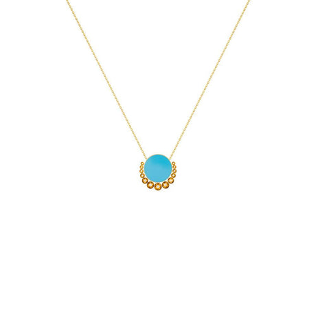 Bint Al Matar Yellow Gold Turquoise Small Necklace - Samra Jewellery - Diamond Jewellery - BINT AL MATAR