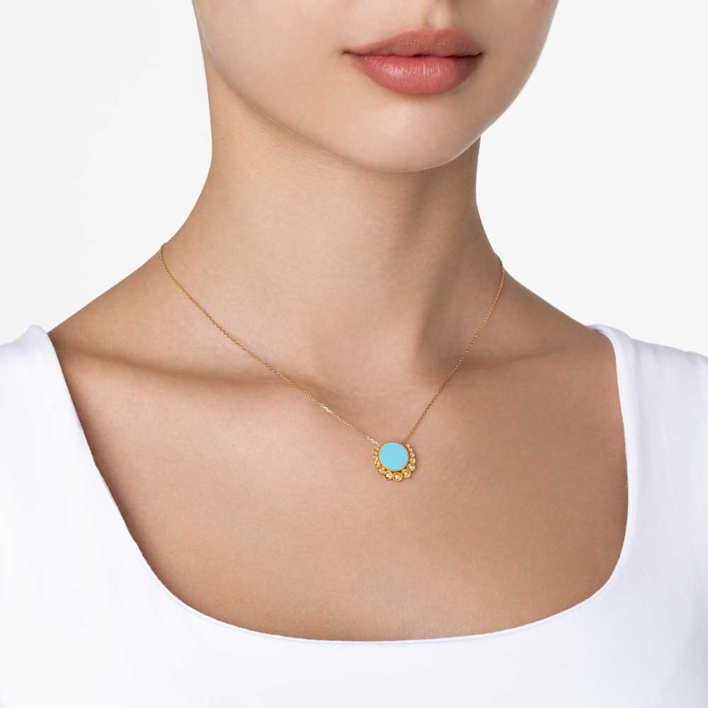 Bint Al Matar Yellow Gold Turquoise Small Necklace - Samra Jewellery - Diamond Jewellery - BINT AL MATAR
