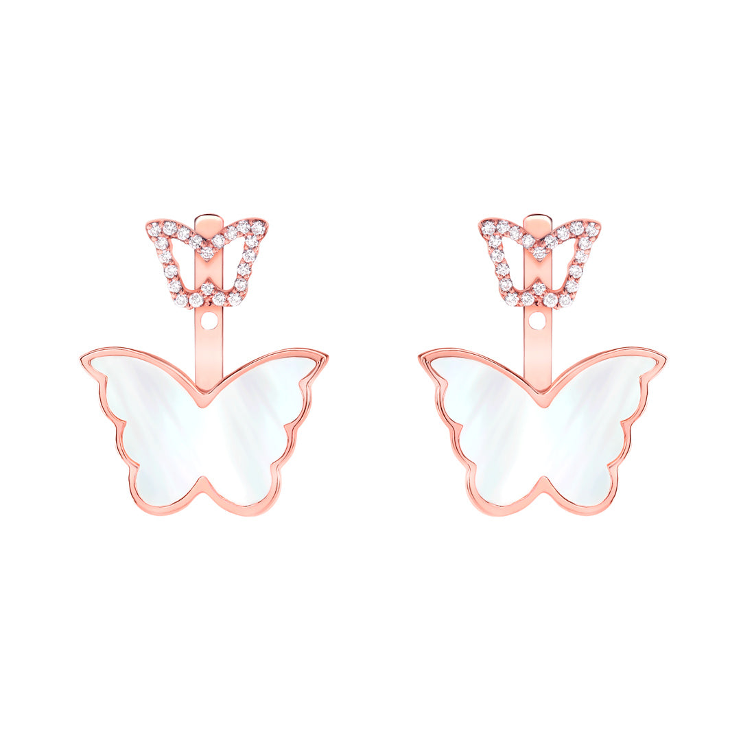 Classic Butterfly Rose Gold Mother of Pearl Ear Jacket - Samra Jewellery - Diamond Jewellery - BUTTERFLIES