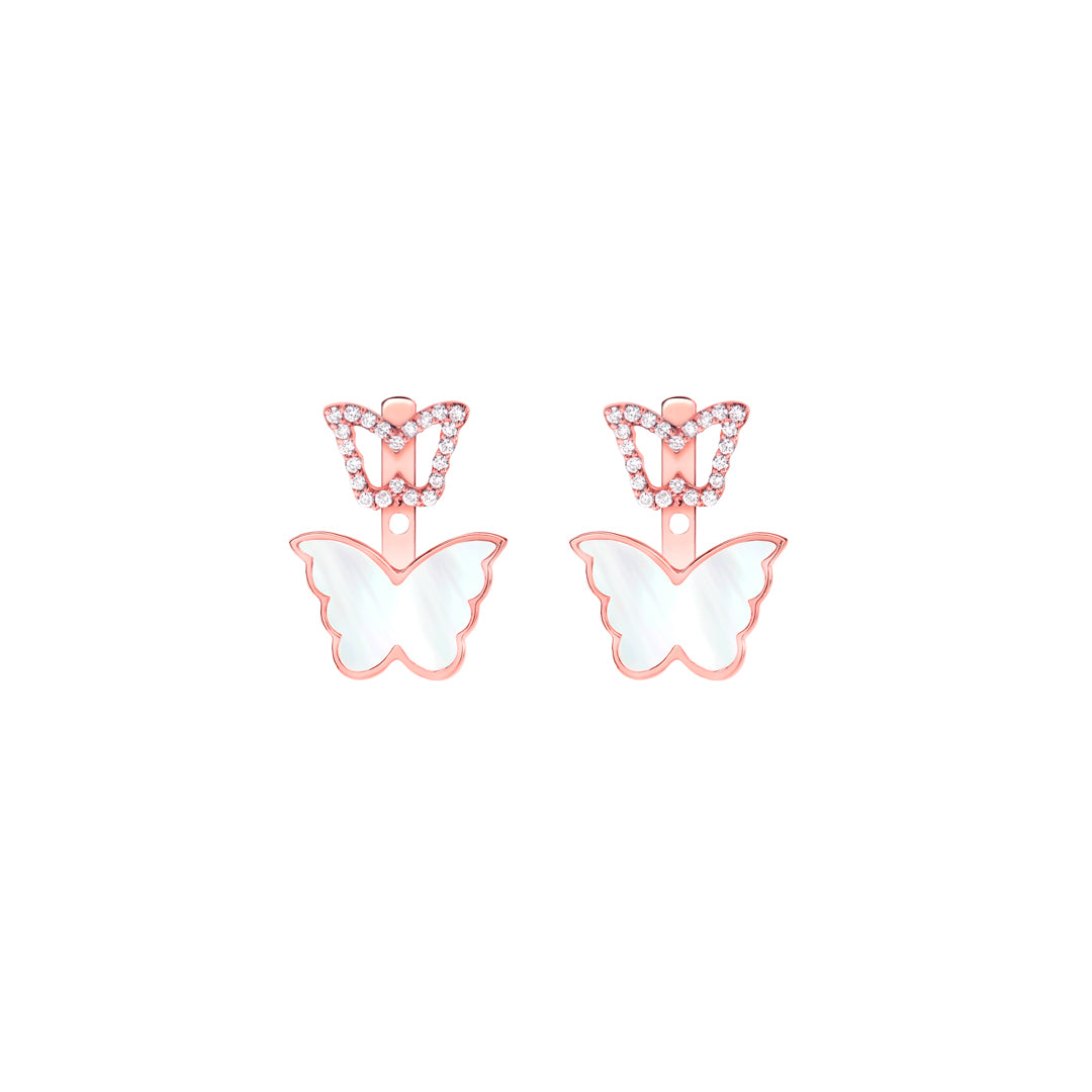 Classic Butterfly Rose Gold Mother of Pearl Kids Ear Jacket - Samra Jewellery - Diamond Jewellery - BUTTERFLIES