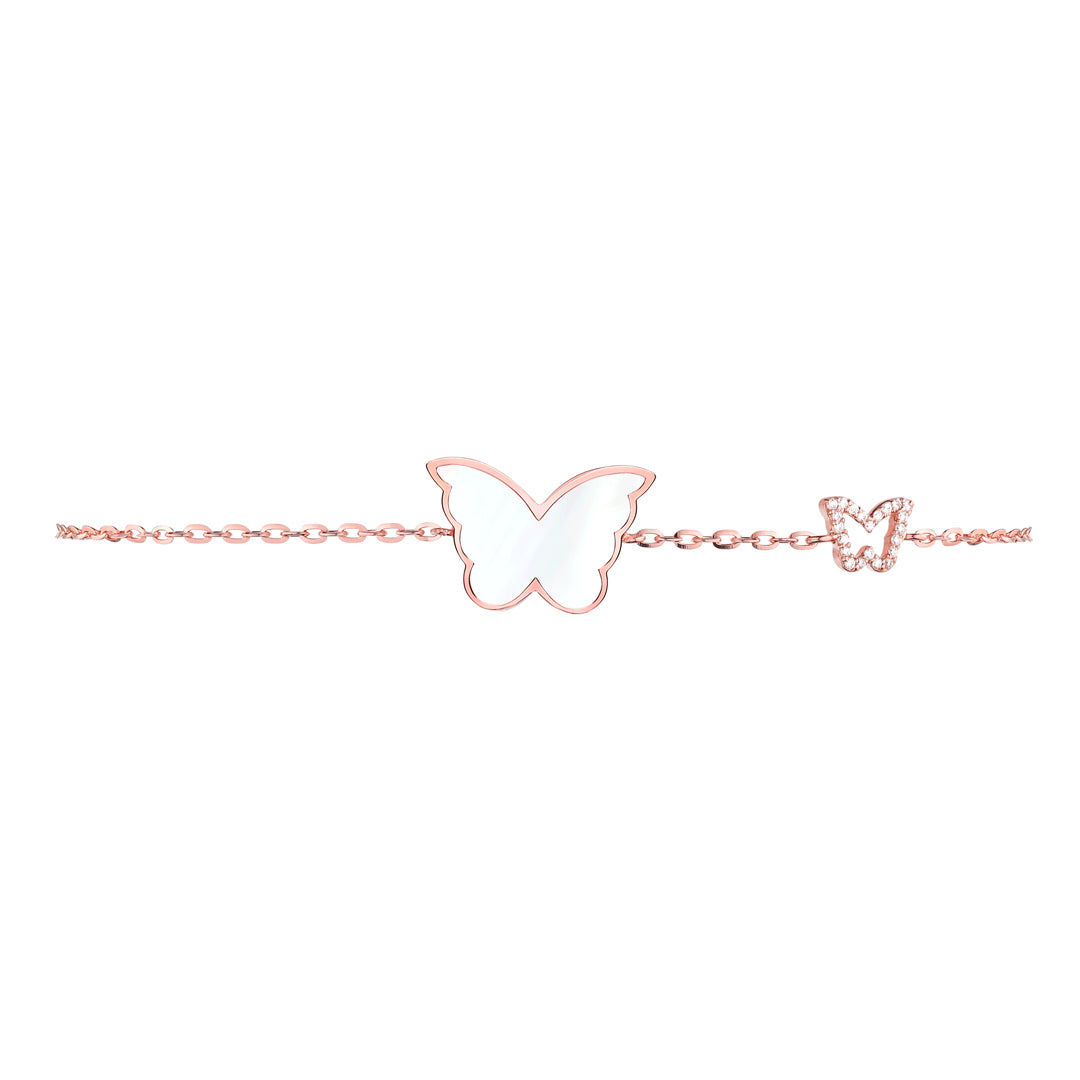 Classic Butterfly Rose Gold Mother of Pearl Single Bracelet - Samra Jewellery - Diamond Jewellery - BUTTERFLIES