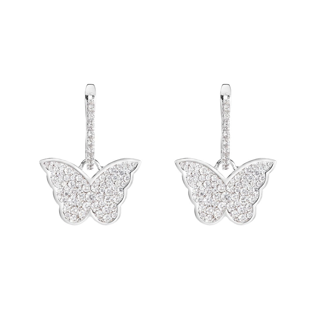 Classic Butterfly White Gold Diamond Reversible Large Earring - Samra Jewellery - Diamond Jewellery - BUTTERFLIES