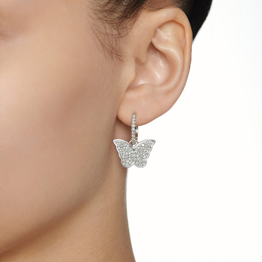 Diamond butterfly earrings deals white gold