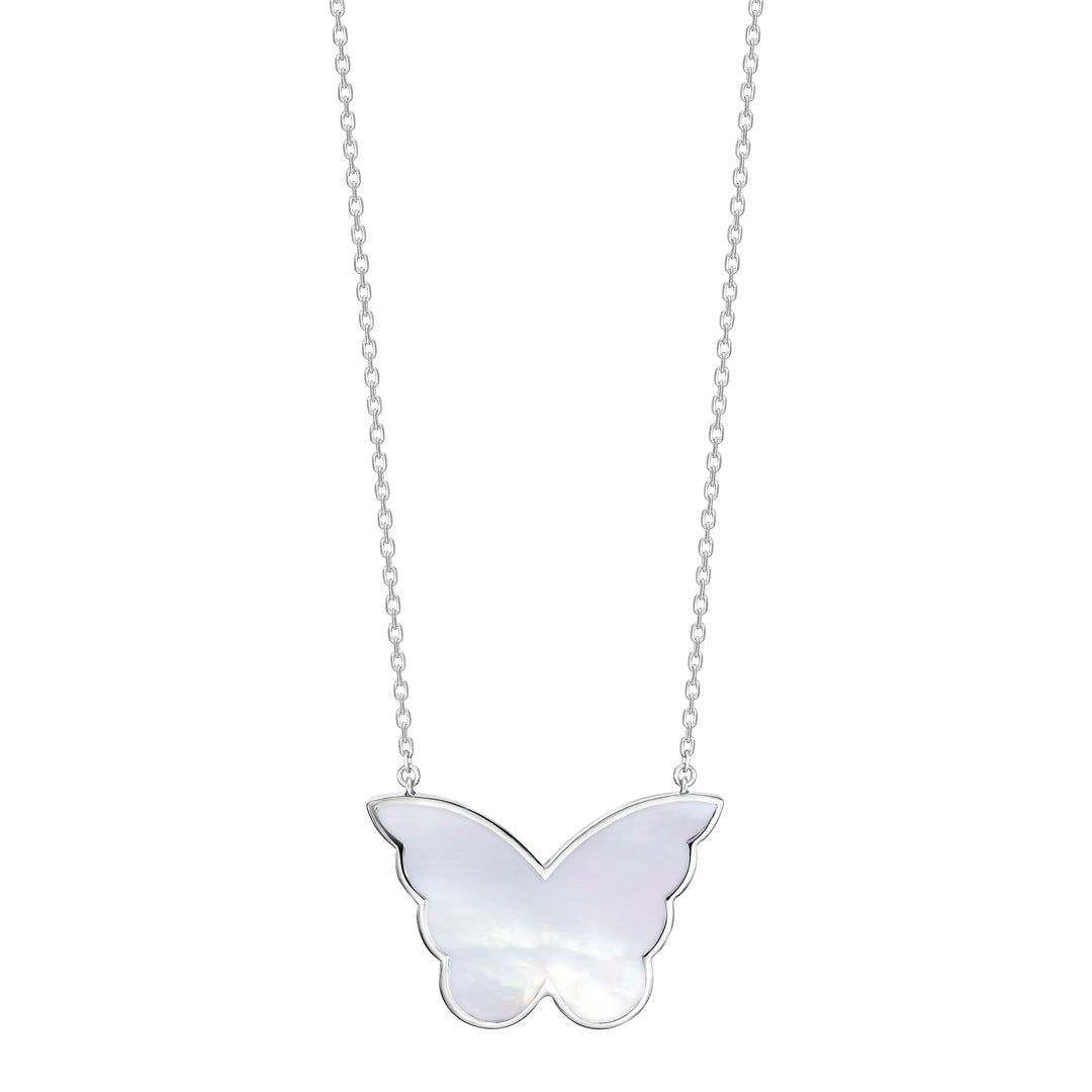 Classic Butterfly White Gold Diamond Reversible Medium Necklace - Samra Jewellery - Diamond Jewellery - BUTTERFLIES