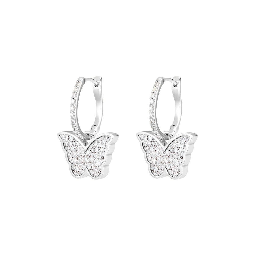 Classic Butterfly White Gold Diamond Reversible Small Earring - Samra Jewellery - Diamond Jewellery - BUTTERFLIES