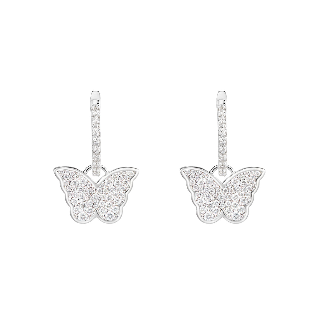 Classic Butterfly White Gold Diamond Reversible Small Earring - Samra Jewellery - Diamond Jewellery - BUTTERFLIES