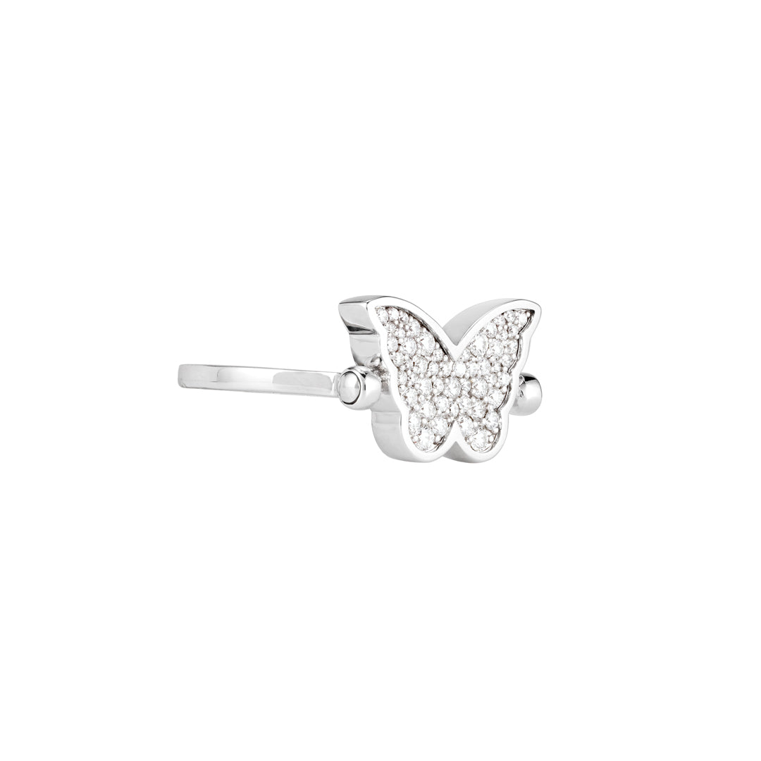 Classic Butterfly White Gold Diamond Reversible Small Ring - Samra Jewellery - Diamond Jewellery - BUTTERFLIES