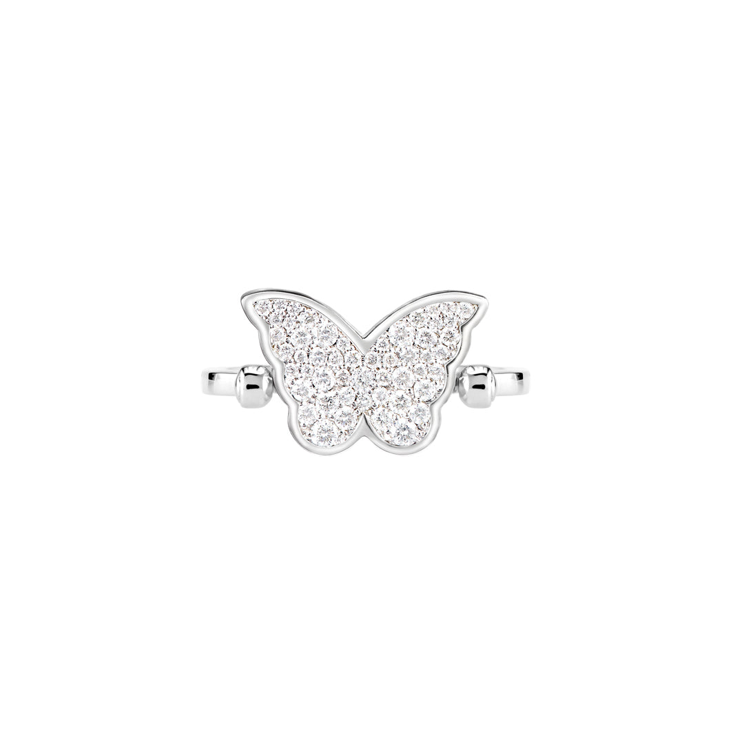 Classic Butterfly White Gold Diamond Reversible Small Ring - Samra Jewellery - Diamond Jewellery - BUTTERFLIES