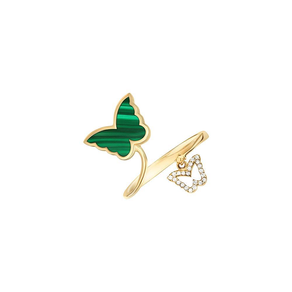 Classic Butterfly Yellow Gold Malachite Ring - Samra Jewellery - Diamond Jewellery - BUTTERFLIES
