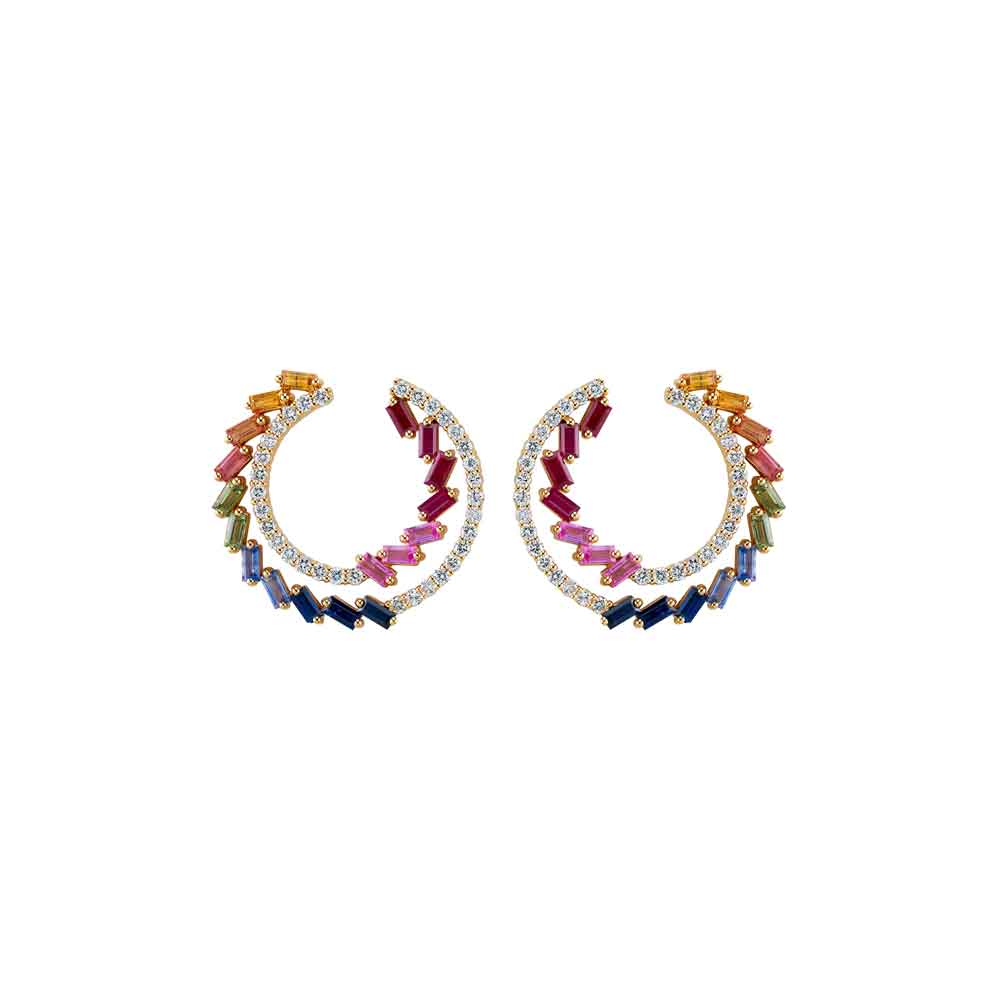 Kanz Rose Gold Colored Sapphire Earring - Samra Jewellery - Diamond Jewellery - KANZ