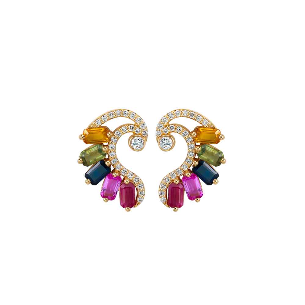 Kanz Rose Gold Colored Sapphire Heart Earring - Samra Jewellery - Diamond Jewellery - KANZ