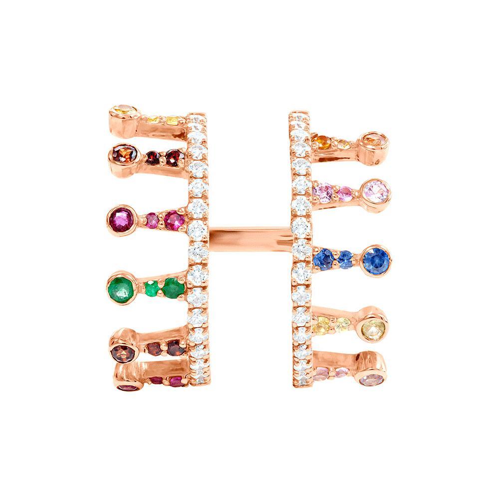 Kanz Rose Gold Colored Sapphire Reversible Crown Ring - Samra Jewellery - Diamond Jewellery - KANZ